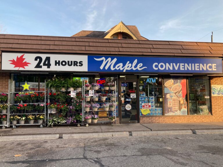 Storefront of Maple Convenience Store