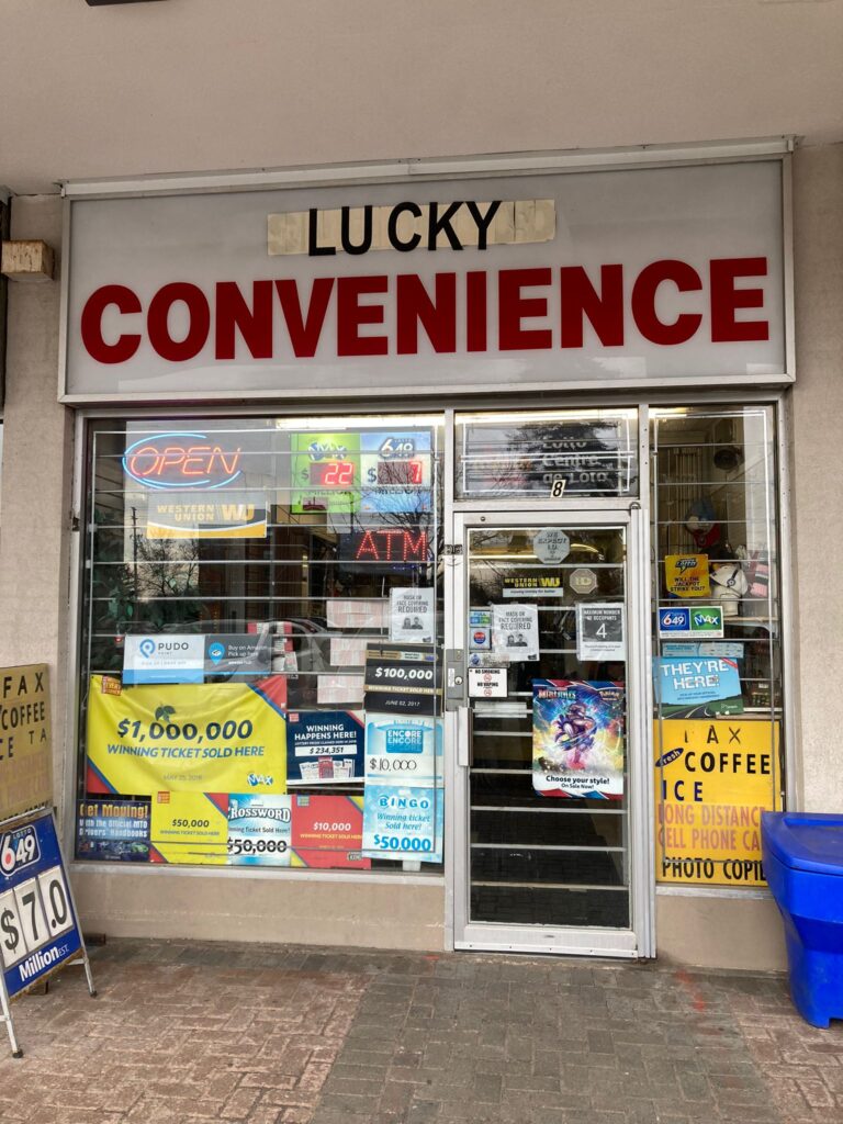 Storefront of Lucky Convenience