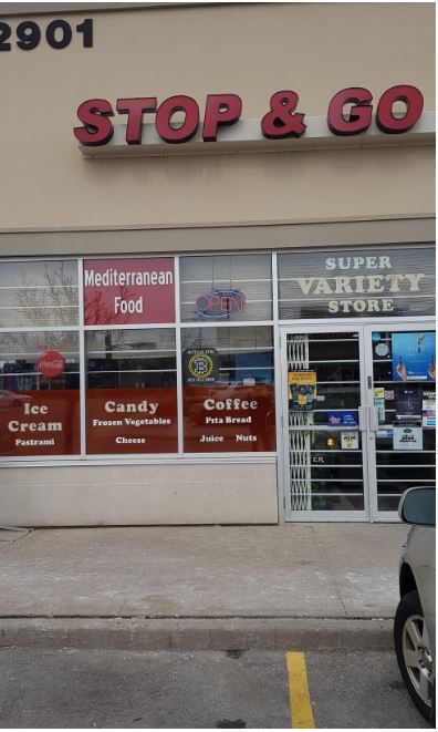 Storefront of Stop & Go Supermarket