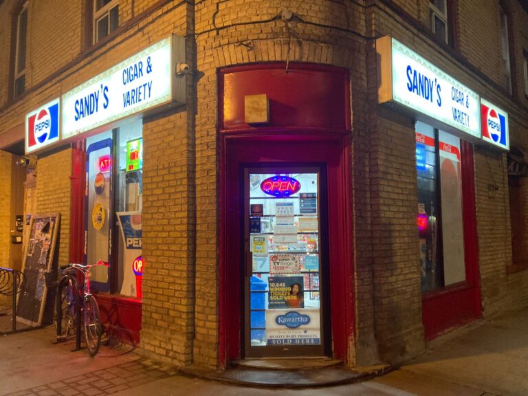 Storefront of Sandy’s Variety Peterborough