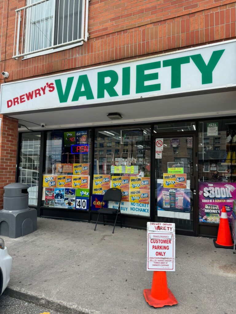 Storefront of Drewrys Variety