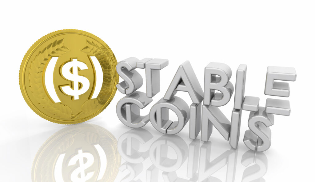 Stablecoins concept illustration with dollar-backed digital coin symbol